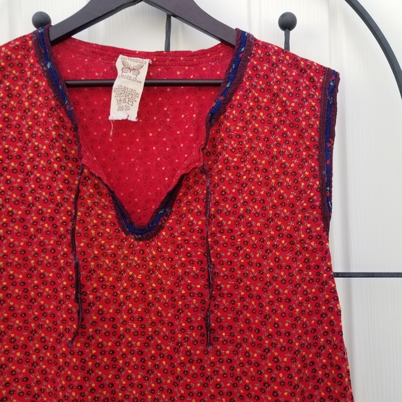 Papillon midi a line red vintage floral dress - Picture 2 of 8